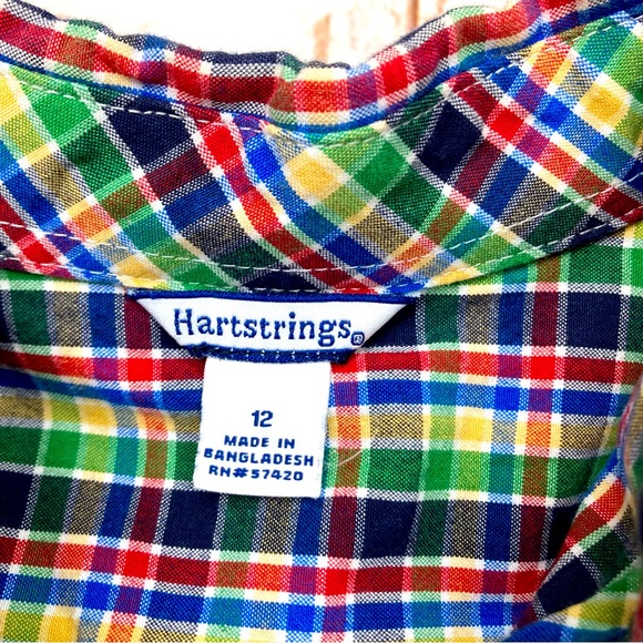 Hartstrings Button Down Shirt  Plaid Collared Long Sleeve Sz 12 - Picture 6 of 10